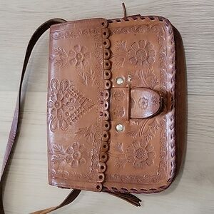 Vintage tooled leather bag